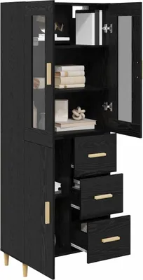Produktbild von vidaXL Highboard Schwarz Eichen-Optik 34,5 x 34 x 180 cm Holzwerkstoff