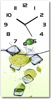 Produktbild von Wanduhr aus Glas – 30x60 cm - Glasbild - Glasuhr - Gehärtetes Glas -Limetten und Eis