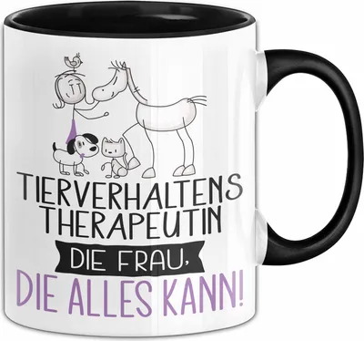 Produktbild von Tierverhaltenstherapeutin Geschenk Tasse Becher Die Frau Die Allen Kann Geschenkidee für eine Tierverhaltenstherapeutin Lustig (Schwarz)