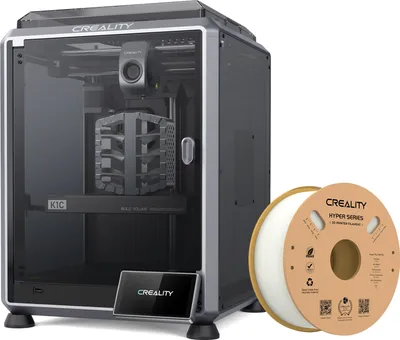 Obrázok produktu pre Creality 3D K1C 3D tlačiareň/AI kamera/600 mm/s rýchlosť tlače, možno tlačiť spotrebný materiál z uhlíkových vlákien, K1C 3D tlačiareň, sivá + 1 kg bieleho vlákna Hyper PLA
