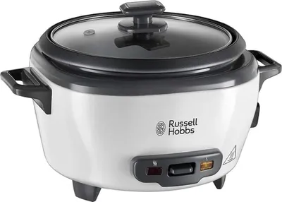 Produktbild von Russell Hobbs Reiskocher 0,8l mit Dampfgarer Einsatz, Metall & Glas, Schwarz & Weiß, 300W, 27030-56
