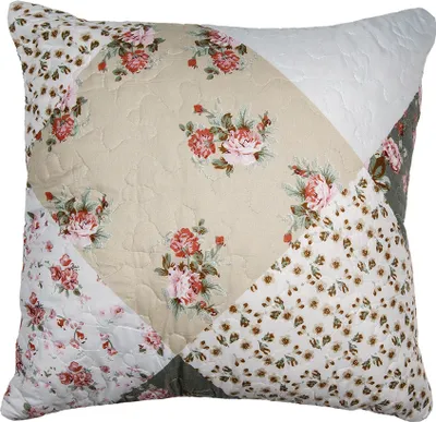 Produktbild von Clayre & Eef Kissenbezug 40x40 cm Grün Beige Polyester Blumen