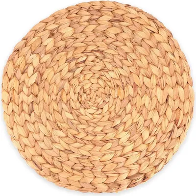 Produktbild von Platzset aus Seegras - Wasserhyazinthe, 4er Set Tischset abwischbar 35cm Tischuntersetzer rund Natur