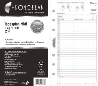 Immagine prodotto di CHRONOPLAN Piano giornaliero 2017, 1 giorno/1 pagina, Midi - 96 x 172 mm