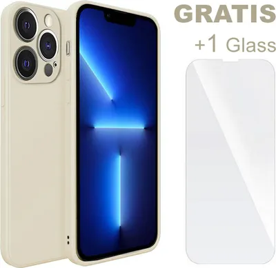 Produktbild von SOONTEC Schutzhülle (Weiß) für Apple IPhone 13 Pro, Schutzhülle TPU Case + 1 Displayschutz Panzerglas, FULL COVER GLASS