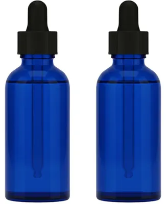 2 Glastropfflaschen 100 ml mit Pipette, blau, durchsichtig