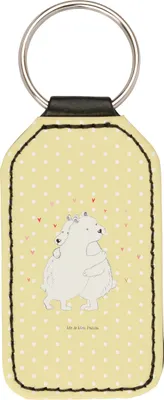 Produktbild von Mr. & Mrs. Panda Schlüsselanhänger Eisbär Umarmen - Gelb Pastell - Geschenk, Mit Spruch, anhänger für schlüssel, Lustige Sprüche, schlüsselbund, Taschenanhänger