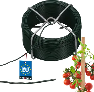 Image de KOTARBAU® Fil de jardin Ø 1,4 mm 50m revêtu de PVC Fil d'attache pour fleurs Fil d'attache pour plantes Fil d'attache pour bricolage Fil d'enroulement Fil d'attache pour modeler les arbres Vert