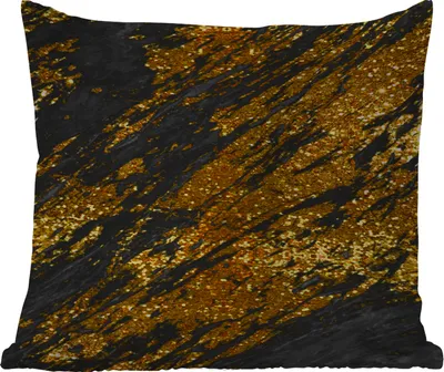 Produktbild von MuchoWow® Outdoor Kissen - Marmor - Gold - Schwarz - 45x45 cm - Wetterfest - Lounge Kissen - Fotokissen - Dekoratives Kissen