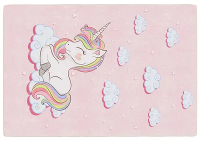 Produktbild von Kinderteppich Rosa 160x230 cm Einhorn Waschbar
