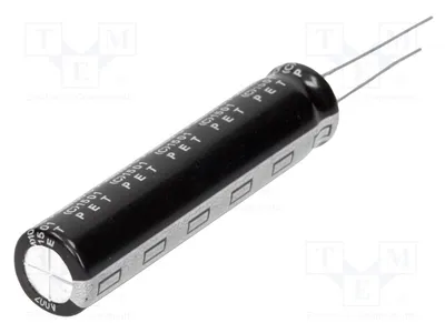Zdjęcie produktu dla 2 sztuki kondensatora: elektrolitycznego, pojemność 100uF, napięcie 200VDC, wymiary Ø10x45mm, montaż przelotowy, tolerancja 20%, oznaczenie PQ2D101MNN1045, producent Elek