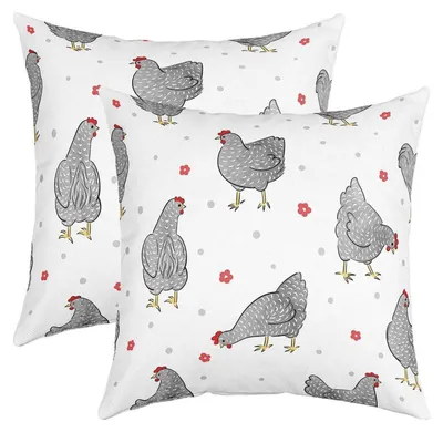 Produktbild von Kissenbezüge 40x40 cm Hühner Design 2 Stück Polyester Maschinenwaschbar