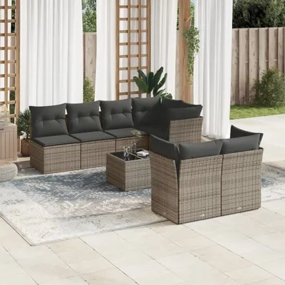 Produktbild von Möbel 8-tlg. Garten-Sofagarnitur mit Kissen Grau Poly Rattan 2024