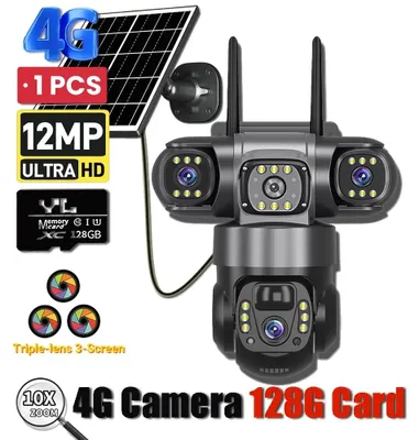 Produktbild von 4G-Solarkamera VTS28 - Dreifachobjektiv - 15 MP - 10-facher Digitalzoom - IP66 - Farb-Nachtsicht - 128-GB-Speicherkarte