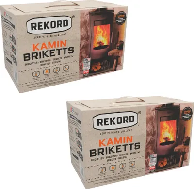 Produktbild von 2 x 10 kg Braunkohlebriketts Kamin Kohlen Kohlen Briketts Kaminbriketts Rekord