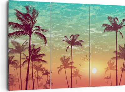 Produktbild von Bild auf Leinwand - Leinwandbild - Horizont Küste Kokosnuss Himmel - 165x110cm - Wand Bild - Wanddeko - Leinwanddruck - Bilder - Kunstdruck - Leinwand bilder - Wandkunst - CE165x110-3121