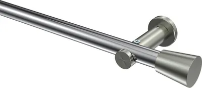 Produktbild von Interdeco Gardinenstange / Vorhangstange Chrom / Edelstahl-Optik, Typ Platon Sitra (Konus) ohne Ringe, 20 mm Ø 1-läufig, 400 cm