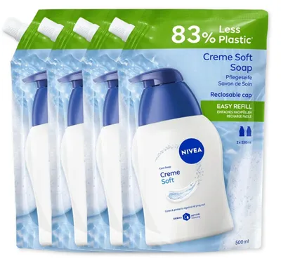 Produktbild von NIVEA Flüssigseife Nachfüllbeutel Creme Soft 4 x 500 ml