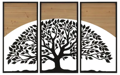 Image de Mauro Ferretti wall panel Arc Set 3-piece 105x2x70 cm black-brown