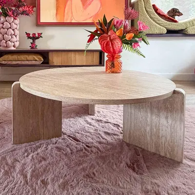 Produktbild von Milton & Oldbrook Couchtisch Ø 80 cm Ulvila Travertinlook