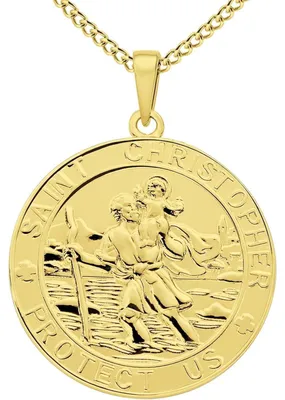 Zdjęcie produktu dla Srebrny łańcuszek "Święty Krzysztof" próby 925, pozłacany 18-karatowym złotem, długość 60 cm, okrągły