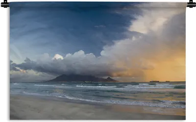 Produktbild von MuchoWow® Wandteppich Wandbehang Beeindruckende Farben am Himmel über dem Tafelberg 120x80 cm Tapisserie Dekoration Wandtuch - Wanddekorationen - Wandtücher