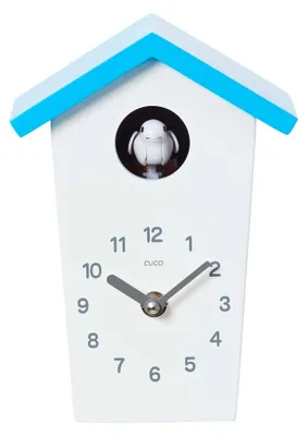 Produktbild von Cuco Clock Mini Kuckucksuhr HOCHHAUS, Wanduhr 17,0 × 12,4 × 9,0cm (LxBxH), Moderne Schwarzwalduhr, Wanduhr mit Nachtruhefunktion, Kuckucksruf Vogelstimme, Quarzuhrwerk