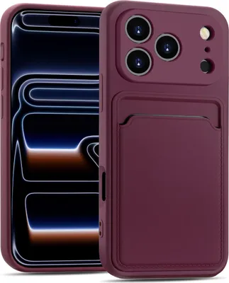 Produktbild von Handyhülle für iPhone 17 Pro Hülle Silikon Case Schutzhülle mit Kartenfach Slim Cover, Raspberry
