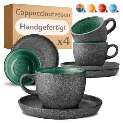 Obrázek produktu pro Cosumy šálky na cappuccino s podšálky sada 4 ks zelené barvy