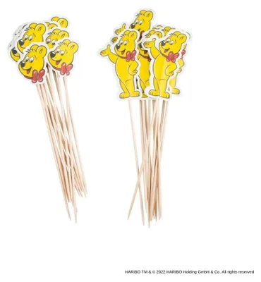 Produktbild von Zenker Haribo Party Picker 24er-Set 24 Spieße für Fingerfood, Snacks oder Käse Cocktail Spieße im Haribo Goldbär-Design