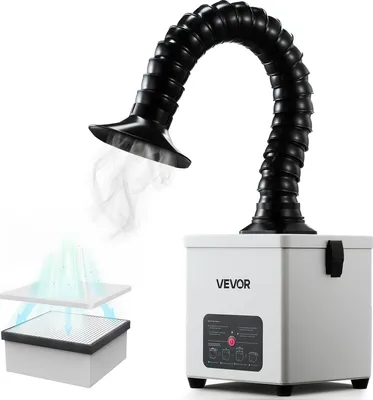 Zdjęcie produktu dla VEVOR Odciąg dymu lutowniczego, odciąg dymu spawalniczego z 3-stopniowym filtrem, wydajnością ssania 180 m³/h i 3-stopniową regulacją przepływu powietrza, bezszczotkowy odciąg stołowy do lutowania i prac majsterkowych