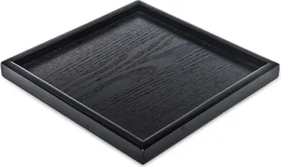 Zdjęcie produktu dla Kwadratowa drewniana taca na herbatę, kawę i przekąski - antypoślizgowa taca na żywność 30x30x2cm czarna