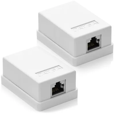 Immagine prodotto di 2 prese di rete CAT 6a: Ethernet 10 Gbit, da montare a parete