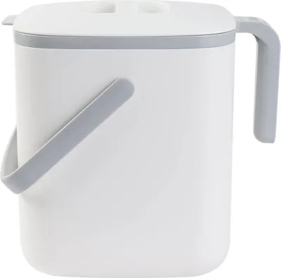 Produktbild von Unyqoos® Küchenkompostbehälter 5 L, Weiß – kompakter Küchenabfalleimer mit Deckel, Innensieb & Griffen, spülmaschinenfest, für Arbeitsplatte