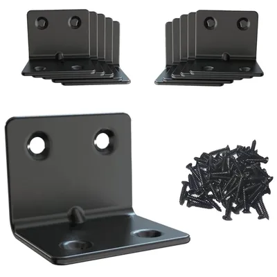 Produktbild von 20er Set Winkelverbinder 31x31x37mm, schwarz, Edelstahl, ideal für Holz- & Metallmöbel