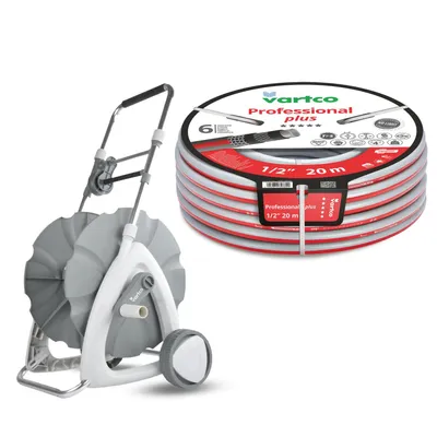 Produktbild von Gartenschlauchwagen 1/2" 45 m + Gartenschlauch Vartco Professional Plus 1/2" 20 m Agaplast