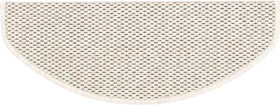 A close-up, top-down view of a semi-circular stair mat.