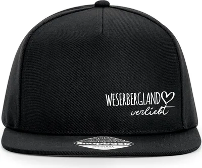 Produktbild von Huuraa Cappy Mütze Weserbergland verliebt Black Polyester Snapback Kappe Geschenkidee