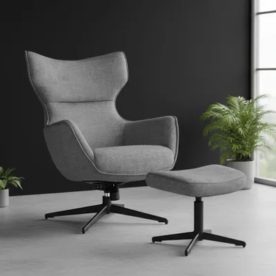 Produktbild von riess-ambiente Drehbarer Sessel VOGUE grau Samt schwarze Metallbeine mit Armlehne