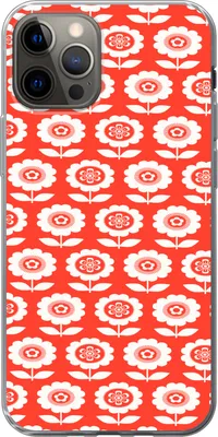 Produktbild von MuchoWow® Handyhülle Schutzhülle Hülle für Telefoonhoesje iPhone 12 Pro Blumen - Muster - Rot Silikon Softcase Handy Hülle - Abdeckung