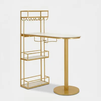 Produktbild von Bartheke mit Metallregalen und Kunstmarmor Luxy