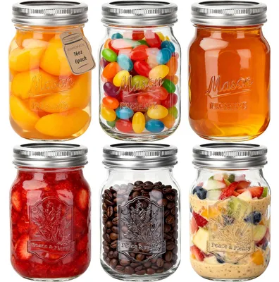 6er-Pack Einmachgläser 500 ml, Vorratsgläser, transparent