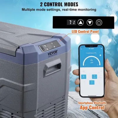 Zdjęcie produktu dla Przenośna lodówka samochodowa 45L - Lodówka elektryczna z zamrażarką i oświetleniem LED