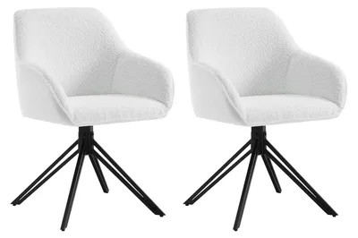 Immagine prodotto di Sedia girevole - Sedia da pranzo - Sedia da scrivania - Rivestimento in bouclé morbido - Girevole a 360° - Gambe in metallo