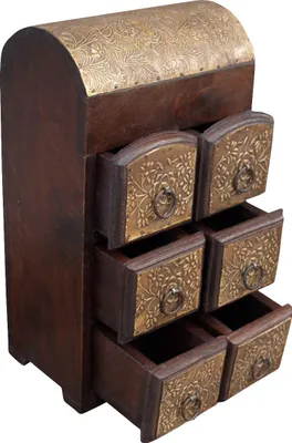 Produktbild von Schubfachschränkchen, Apothekerschränkchen, Schmuck Schränkchen - Modell 8, Braun, Holz, 35*20*14 cm, Dosen, Boxen & Schatullen