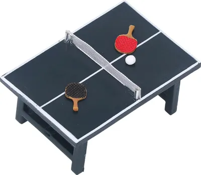 Obrázek produktu pro Sada stolního tenisu pro panenky, syntetická pryskyřice, realistická dekorace miniaturních modelů v měřítku 1:12