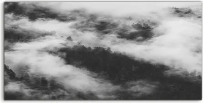 Produktbild von Coloray - Glasbild - 120x60 cm - Wandbild - Glasbilder - Landschafts Wald Nebel Hügel Wolken