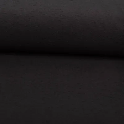 Produktbild von Terry Krepp Jersey Stoff Meterware Baumwolle uni schwarz 145cm elastisch & hautfreundlich