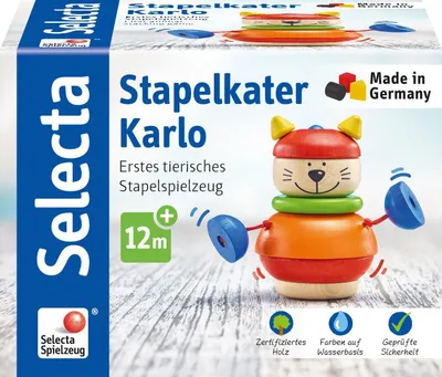 Produktbild von Schmidt Spiele Selecta Stapelkater Karlo, 10 cm