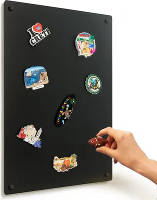 Zdjęcie produktu dla Tablica magnetyczna czarna 60 x 40 cm, metalowa tablica magnetyczna, tablica magnetyczna, tablica magnetyczna, montaż na ścianie, do salonu, kuchni, przedpokoju, pokoju dziecięcego, biura